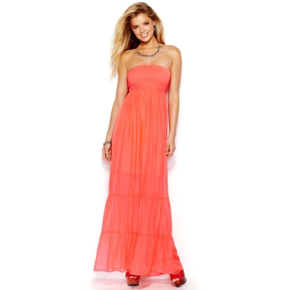 New Guess BLACK Silk Tiered Maxi Dress SZ XS